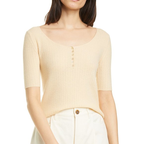 NWT Vince Cashmere Henley Button Top - Picture 1 of 13